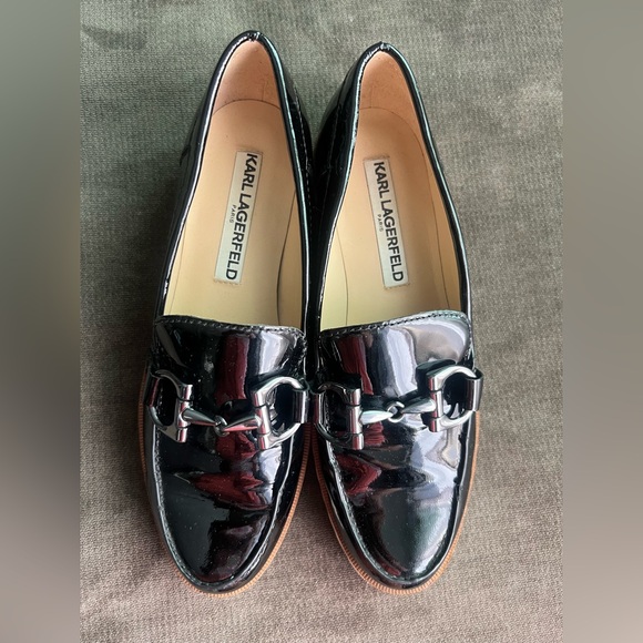 Karl Lagerfeld Shoes - Karl Lagerfeld Shiny Black Loafers for Women